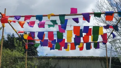 Regenboog vlaggenlijn rechthoekig (10mtr